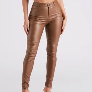 Zara Brown Leather Pants